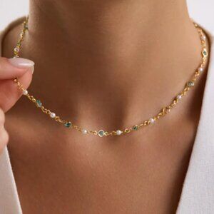 Aquamarine Pearl Necklace